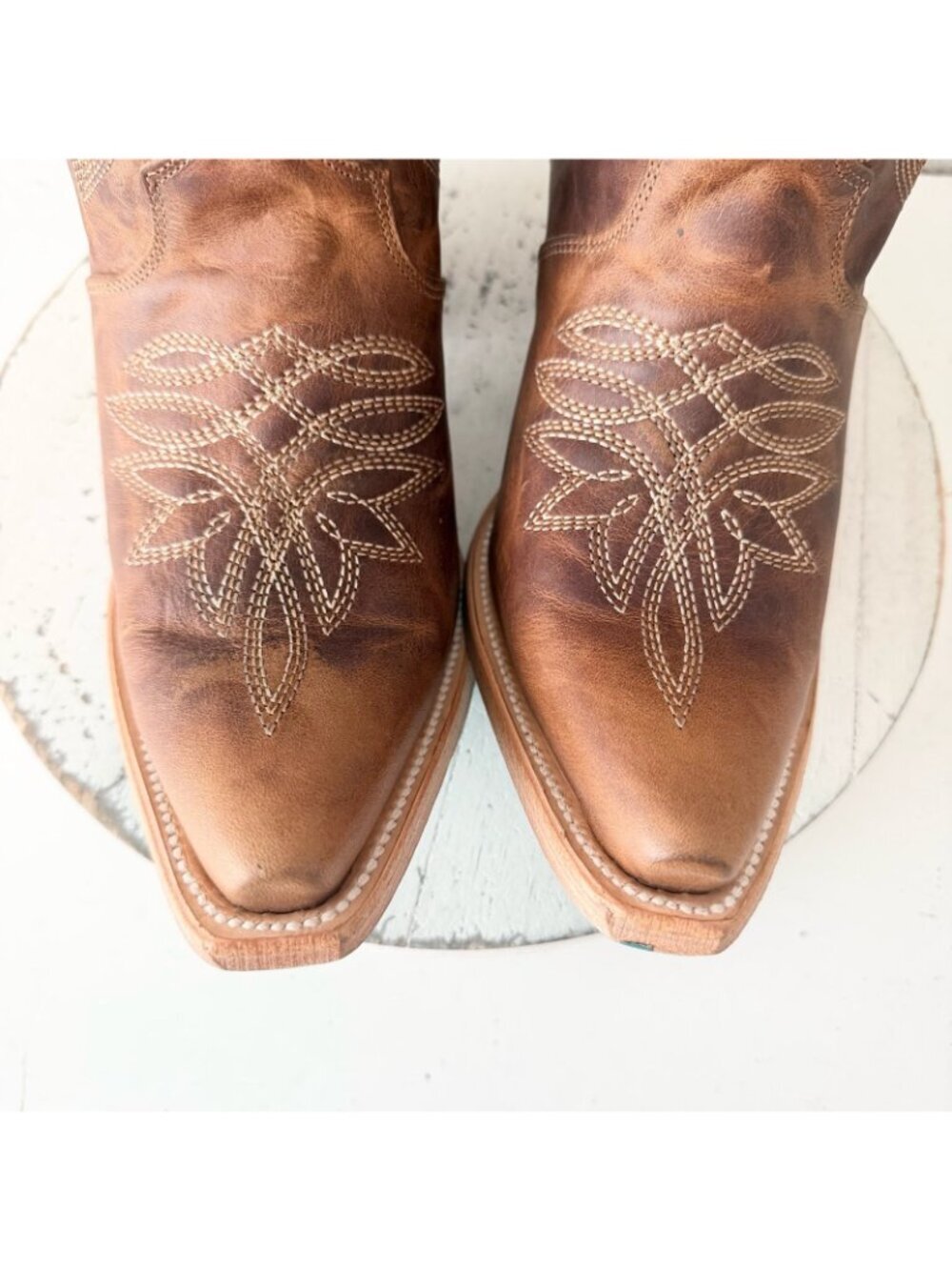 Lane Gallatin Brown Cowboy Boots Cowgirl Western Mid Calf Tall Snip Toe Size 11 - Picture 6 of 11